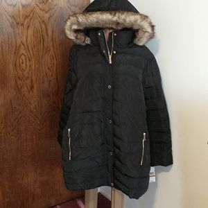 Michael Kors Plus Size Puffer Jacket w Faux Fur
